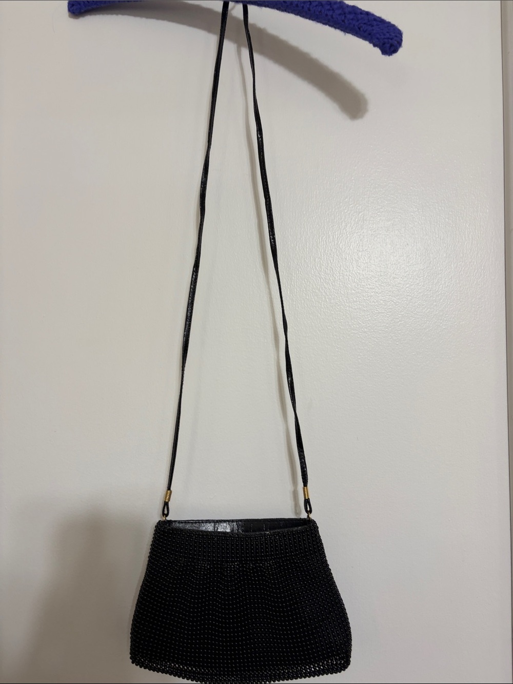 Black Beaded Shoulder Bag - Classic Evening Crossbody